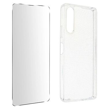 Avizar Coque pour Sony Xperia 10 IV Silicone Souple et Film Verre Trempé 9H  transparent