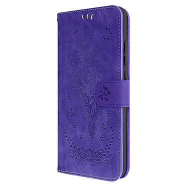 Avizar Étui Portefeuille pour Xiaomi Redmi 12C Simili Cuir Motif Papillon Floral Violet