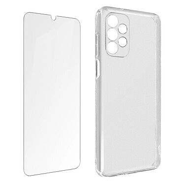 Avizar Coque pour Samsung Galaxy A13 4G Silicone Souple et Film Verre Trempé 9H  transparent