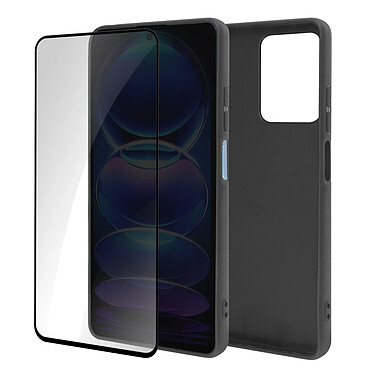 Avizar Coque pour Xiaomi Redmi Note 12 Pro Souple Noir et Verre Trempé 9H  Contour Noir