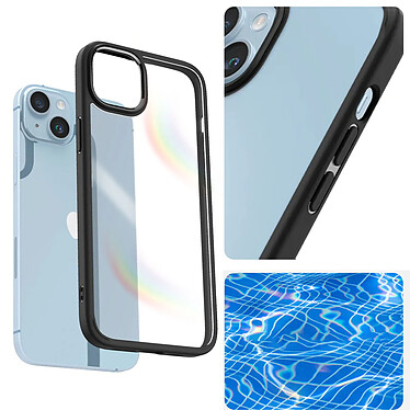 Coque pour Spigen iPhone 14 Transparent Contour Noir mat Antichoc Ultra Hybrid pas cher