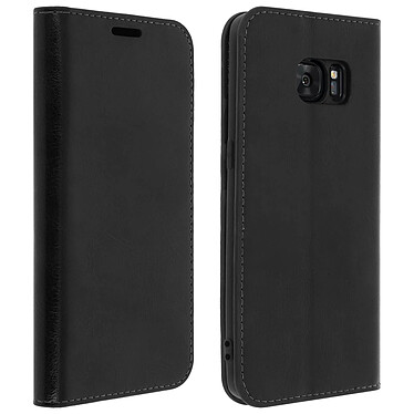 Avizar Housse Clapet Portefeuille Cuir Noir Samsung Galaxy S7 Edge