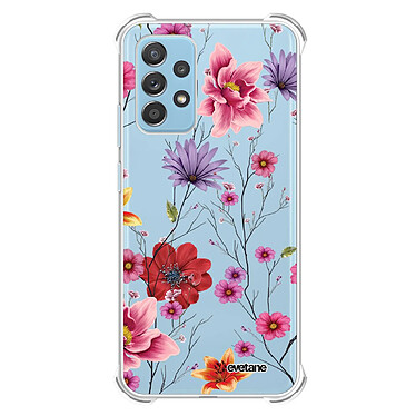 Evetane Coque Samsung Galaxy A52 anti-choc souple angles renforcés transparente Motif Fleurs Multicolores