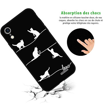 Avis Evetane Coque iPhone Xr Silicone Liquide Douce noir Chat Lignes