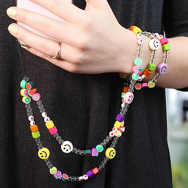 Acheter Avizar Bijou de Téléphone Collier Smiley et Fruits 110cm Collection Smile Multicolore