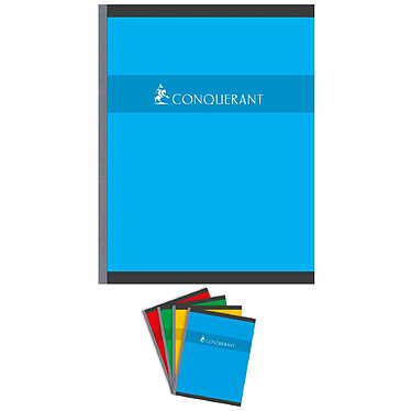 CONQUÉRANT Cahier reliure brochure 17x22 cm 192 p 70g petits carreaux coloris aléatoires