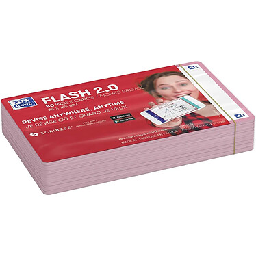 Avis OXFORD Pack 80 Fiches Bristol Flash Cards 2.0 - 75 x 125 mm Uni Rose