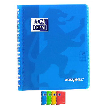 OXFORD Cahier Spirale EASYBOOK 17x22cm 160p 90g Grands Carreaux Coloris Aléatoire