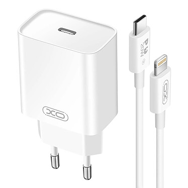 XO Chargeur Secteur USB-C Power Delivery 20W avec Câble iPhone Lightning Blanc