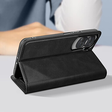 Avis Avizar Étui pour Honor 90 Lite Portefeuille Motif Croisillon CrossWeave Wallet noir