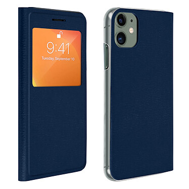 Avizar Housse iPhone 11 Étui à Clapet Fenêtre d'affichage - Bleu nuit