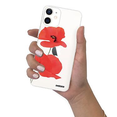 Evetane Coque iPhone 12 mini silicone transparente Motif Coquelicot ultra resistant pas cher