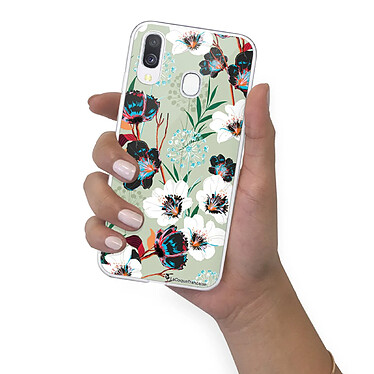 LaCoqueFrançaise Coque Samsung Galaxy A20e 360 intégrale transparente Motif Fleurs vert d'eau Tendance pas cher