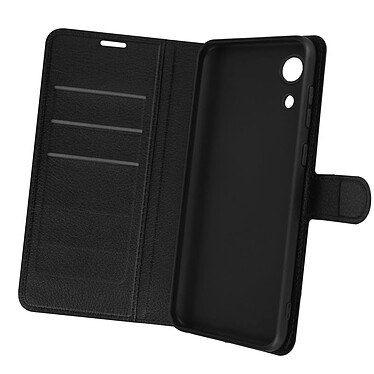 Avizar Housse pour Samsung Galaxy A03 Core Aspect Grainé Clapet Portefeuille Stand Vidéo  Noir