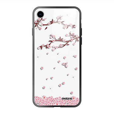 Evetane Coque en verre trempé iPhone Xr Chute De Fleurs