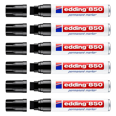 EDDING Marqueur Permanent 850 Noir Pointe Large Biseautée 5-15 mm x 6