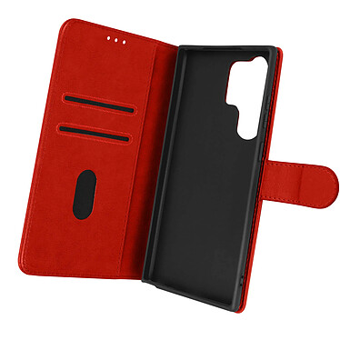 Avizar Housse Samsung Galaxy S23 Ultra Clapet Portefeuille Fonction Support Vidéo rouge Chesterfield