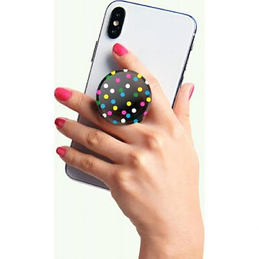 Acheter PopSockets Pop Grip pour Smartphones Premium au Design Points Disco Noir transparent