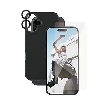 Panzer Glass Bundle de Protections pour iPhone 16 3-en-1 Ultra-Wide Fit Élégantes Noir transparent