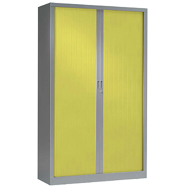 VINCO Armoire Monobloc FUN H198xL120xP43 cm 4 Tablettes Alu Rideaux Anis