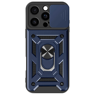 Mayaxess Coque pour iPhone 16 Pro Max Bague Support Cache Caméra Coulissant Bleu Nuit