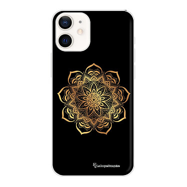 LaCoqueFrançaise Coque iPhone 12 mini silicone transparente Motif Mandala Or ultra resistant