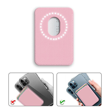 Avis Avizar Porte Carte Magsafe iPhone 12 et 13 et 13 Revêtement en Cuir Magnétique rose