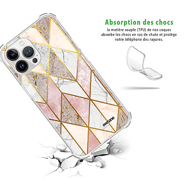 Avis Evetane Coque iPhone 13 Pro Max anti-choc souple angles renforcés transparente Motif Marbre Rose Losange