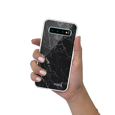 Evetane Coque Samsung Galaxy S10 Plus 360 intégrale transparente Motif Marbre noir Tendance pas cher