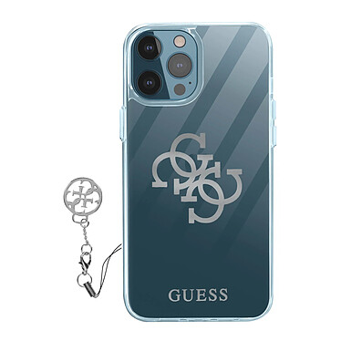 Guess Coque pour iPhone 12 Pro Max Bi-matière 4G Charms  Transparent Logo argent