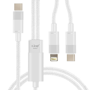 LinQ Câble de Charge et Synchronisation USB-C vers Lightning et USB-C 60W Blanc