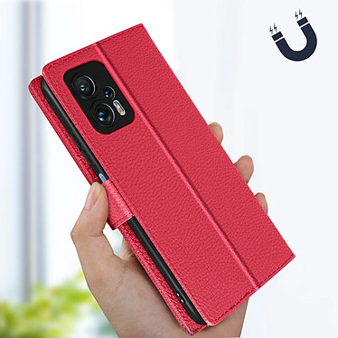 Avizar Étui pour Xiaomi Poco X4 GT Clapet Portefeuille Support Vidéo Dragonne  fuschia pas cher