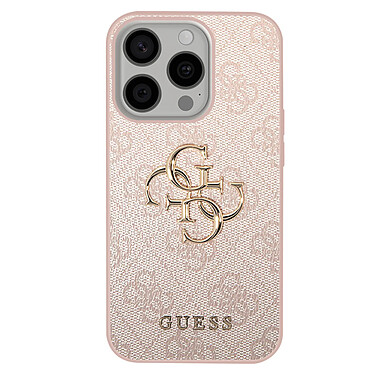 Guess Coque pour iPhone 15 Pro Découpes Précises et Bords Surélevés Rose