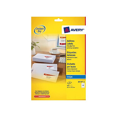 AVERY Boîte de 600 étiquettes d'adresses 63,5x33,9mm blanches