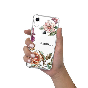 LaCoqueFrançaise Coque iPhone Xr anti-choc souple angles renforcés transparente Motif Amour en fleurs pas cher