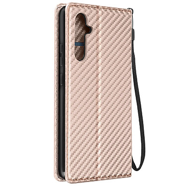 Avizar Etui pour Samsung Galaxy A34 5G effet carbone clapet magnétique support vidéo  Rose gold