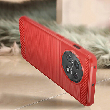 Avizar Coque pour OnePlus 11 Renforcée Souple Carbone Effet Brossé  Rouge pas cher