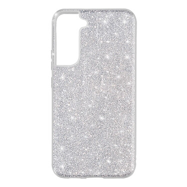 Avizar Coque pour Samsung Galaxy S22 Paillette Feuille Amovible Silicone Semi-rigide  Argenté