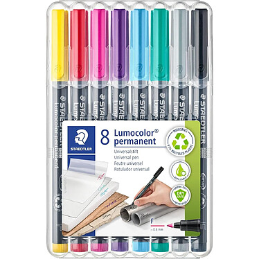 STAEDTLER Marqueur permanent 318F Lumocolor, étui de 8