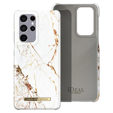 iDeal of Sweden Coque pour Samsung S21 Ultra Marbré Luxe Ultra fine Carrara Gold Blanc