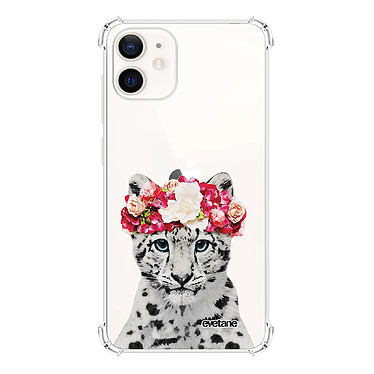 Evetane Coque iPhone 12 mini anti-choc souple angles renforcés transparente Motif Leopard Couronne