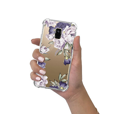 LaCoqueFrançaise Coque Samsung Galaxy A8 2018 anti-choc souple angles renforcés transparente Motif Pivoines Violettes pas cher