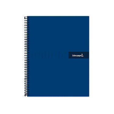 LIDERPAPEL Cahier spirale crafty A4 240p quadrillé 5x5mm microperforé 4 trous - Bleu Marine