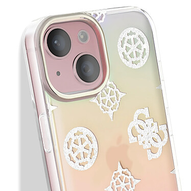 Avis Guess Coque pour iPhone 15 Bords Surélevés et Dragonne Intégrée Multicolore