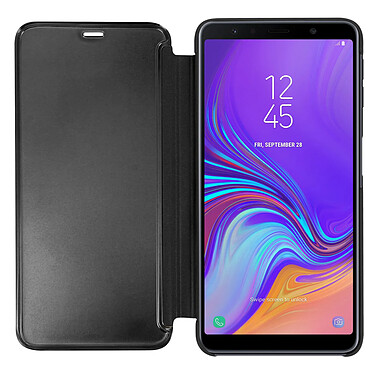 Avizar Housse Galaxy A7 2018 Étui Folio Miroir Clapet translucide Stand Vidéo - Noir pas cher