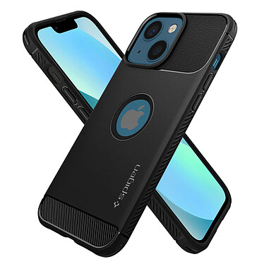 Spigen SGP Coque pour iPhone 13 Silicone Antichoc Finition Carbone Rugged Armor  Noir