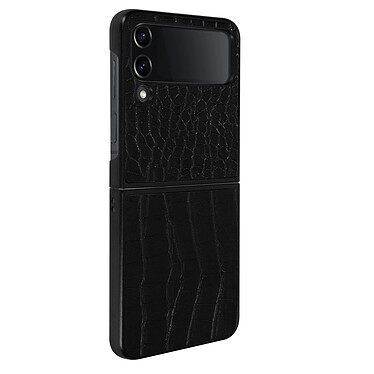 Avizar Coque pour Samsung Z Flip 4 Cuir Texture Croco Série Crocs Wild  Noir