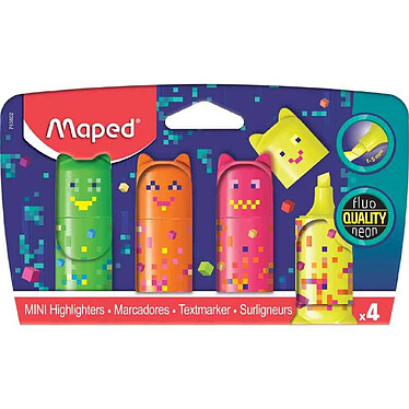 MAPED Surligneur Mini PIXEL PARTY, blister de 4