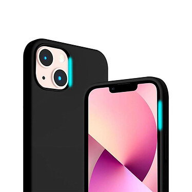 Evetane Coque iPhone 13 Noire Silicone Liquide + 2 Protections écran et 2 protections Objectif Caméra pas cher