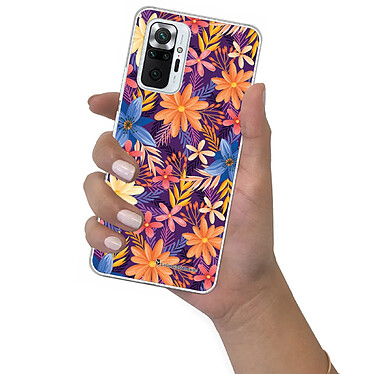 LaCoqueFrançaise Coque Xiaomi Redmi Note 10 Pro 360 intégrale transparente Motif Fleurs violettes et oranges Tendance pas cher